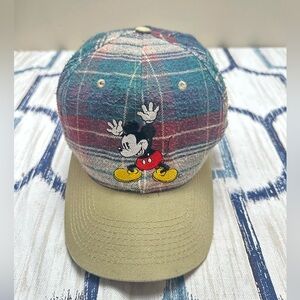 Vintage Plaid Cap with Mickey Mouse Design